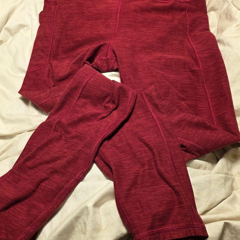 Victoria's Secret On Point Flow Leggings Size L Long Heathered Maroon Pockets